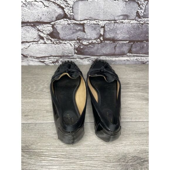 Kate Spade Black Patent Leather Slip On Bow Ballet Flats Shoes Women 6M US/36EU - Picture 4 of 16